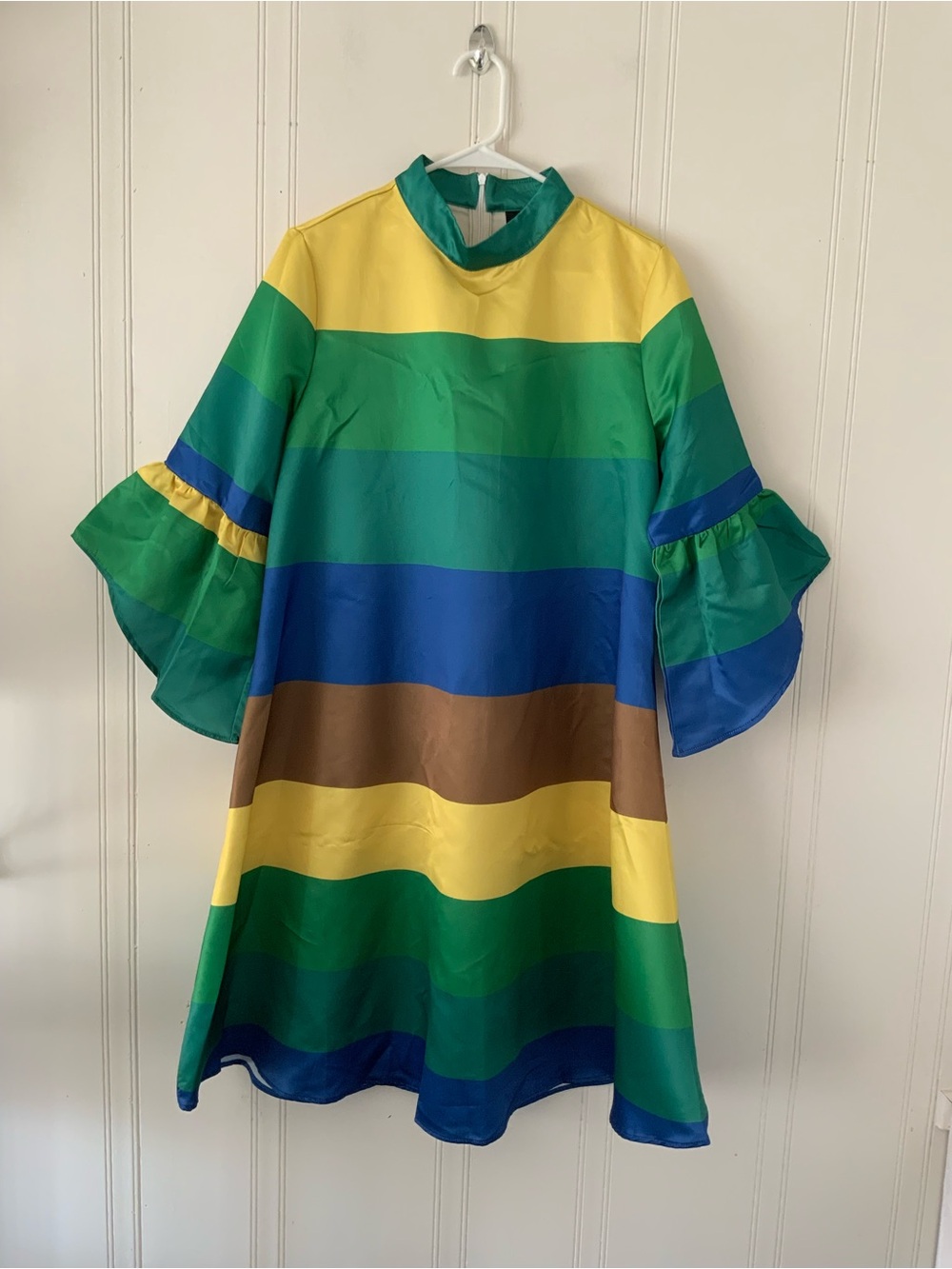STYLEWE Multicolor Striped A-Line Dress with Ruffle Sleeves